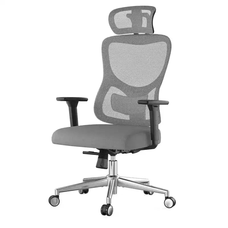 Chaise de bureau ergonomique, Chaise de bureau en maille avec appui-tête, Support lombaire et accoudoirs réglables, Dossier haut pour le bureau et la maison