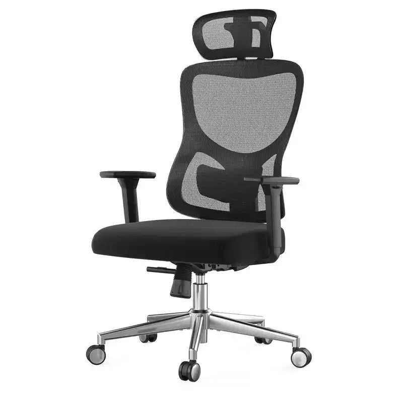 Chaise de bureau ergonomique, Chaise de bureau en maille avec appui-tête, Support lombaire et accoudoirs réglables, Dossier haut pour le bureau et la maison