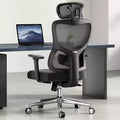 Chaise de bureau ergonomique, Chaise de bureau en maille avec appui-tête, Support lombaire et accoudoirs réglables, Dossier haut pour le bureau et la maison