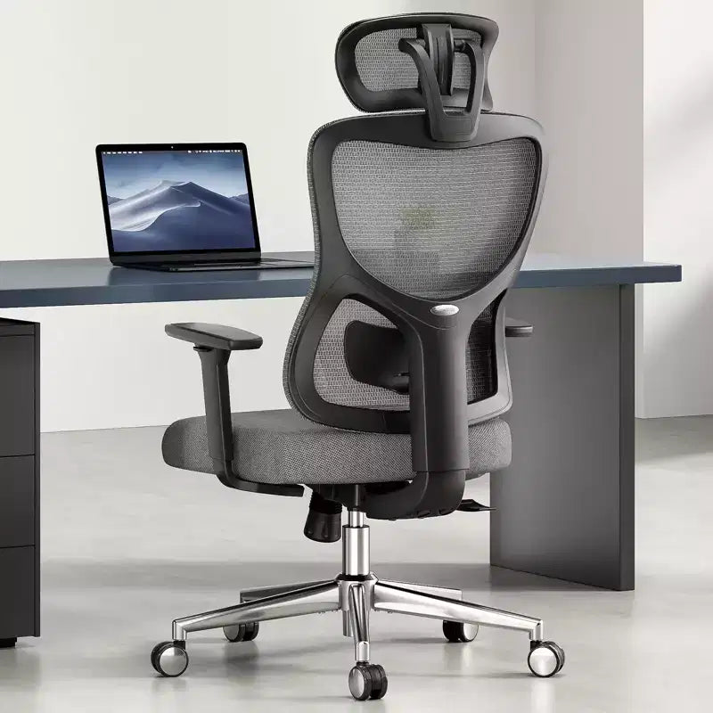 Chaise de bureau ergonomique, Chaise de bureau en maille avec appui-tête, Support lombaire et accoudoirs réglables, Dossier haut pour le bureau et la maison