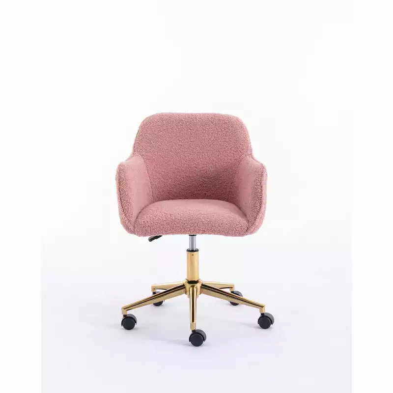 Chaise de bureau pivotante avec piètement en métal doré, hauteur réglable et roulettes universelles, chaise de bureau pour le bureau et l'étude