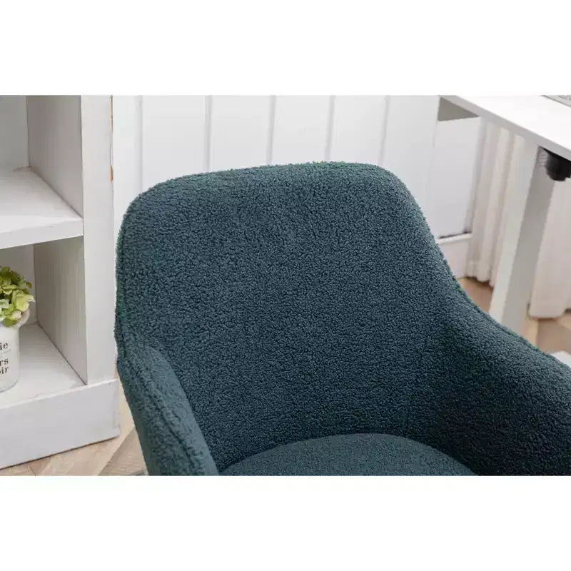 Chaise de bureau pivotante avec piètement en métal doré, hauteur réglable et roulettes universelles, chaise de bureau pour le bureau et l'étude