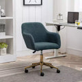 Chaise de bureau pivotante avec piètement en métal doré, hauteur réglable et roulettes universelles, chaise de bureau pour le bureau et l'étude