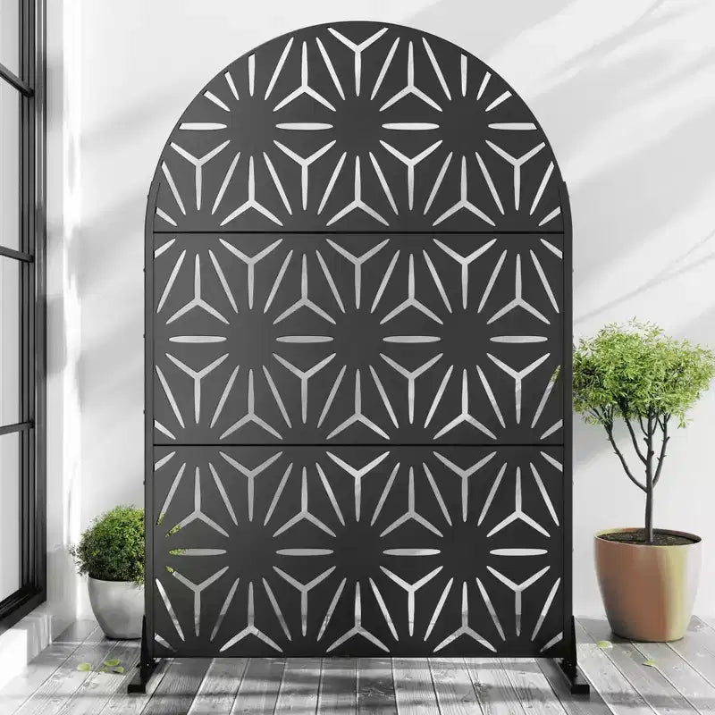 MAYEERTY Star Shaped Black Arched Galvanized Steel Privacy Screens Outdoor and Indoor Partition Decorative Screen