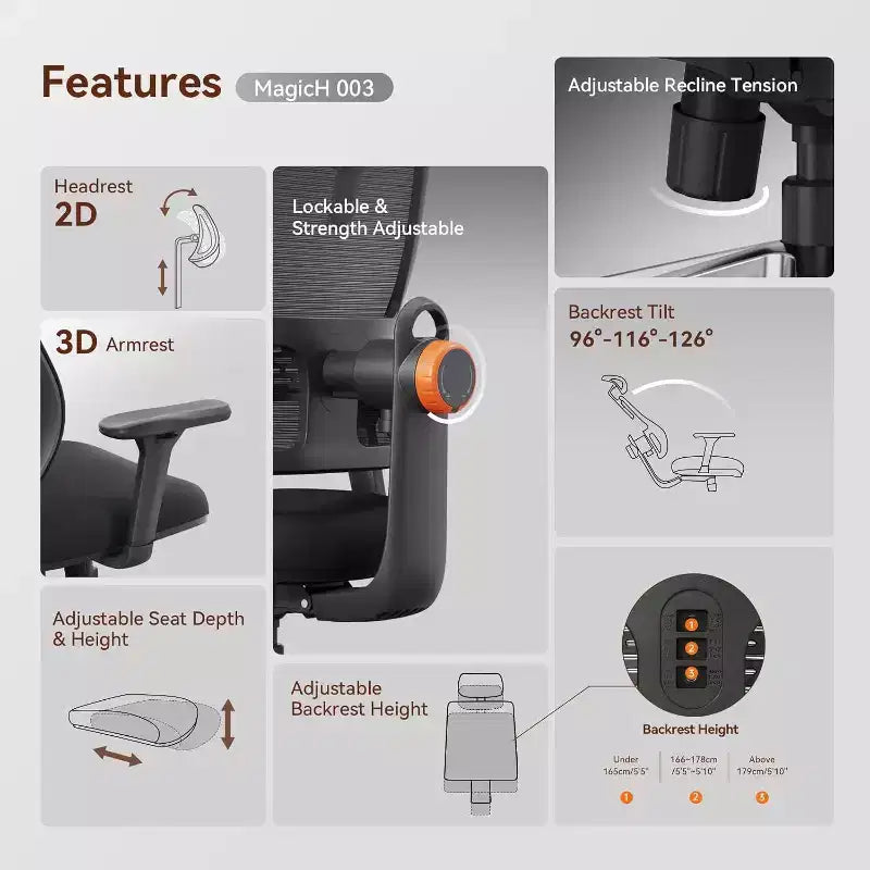 Chaise de bureau ergonomique avec support lombaire adaptatif - Noire
