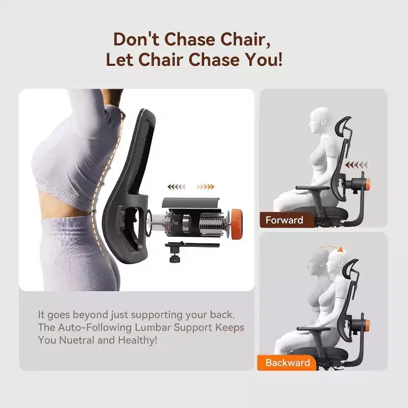 Chaise de bureau ergonomique avec support lombaire adaptatif - Noire