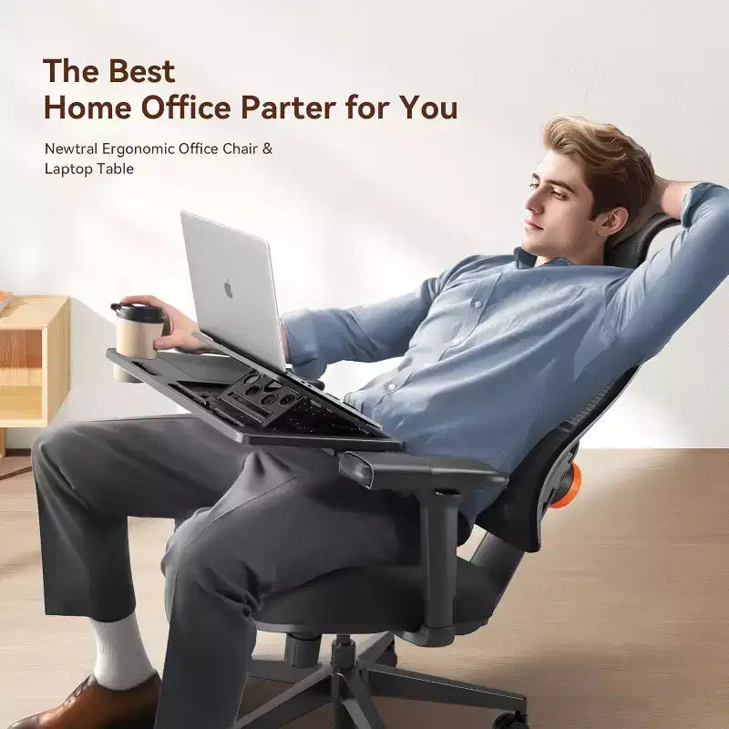 Chaise de bureau ergonomique avec support lombaire adaptatif - Noire