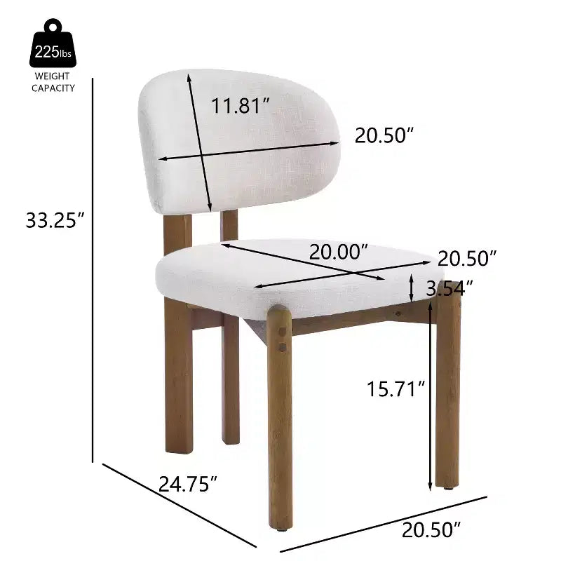 Chaises de salle à manger scandinaves modernes en bois d'hévéa avec assise rembourrée