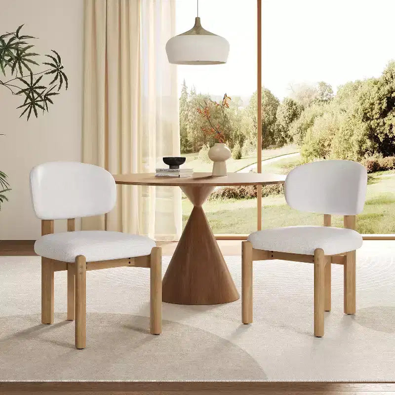 Chaises de salle à manger scandinaves modernes en bois d'hévéa avec assise rembourrée