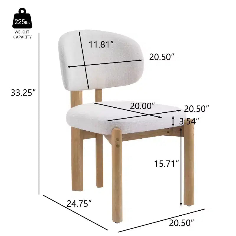 Chaises de salle à manger scandinaves modernes en bois d'hévéa avec assise rembourrée