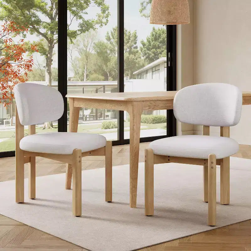 Christopher Knight Home Elias Scandinavian Modern Rubber Wood Dining Chairs with Upholstered Seat