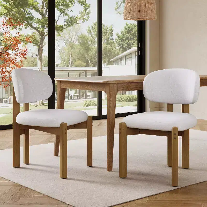 Chaises de salle à manger scandinaves modernes en bois d'hévéa avec assise rembourrée