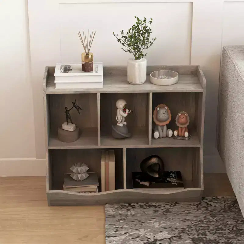 Meuble de rangement pour jouets pour enfants avec 3 étagères ouvertes et 2 bacs basculants