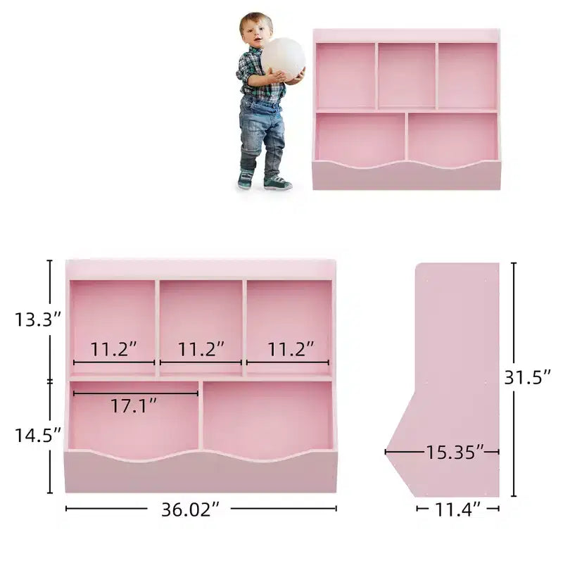 Meuble de rangement pour jouets pour enfants avec 3 étagères ouvertes et 2 bacs basculants