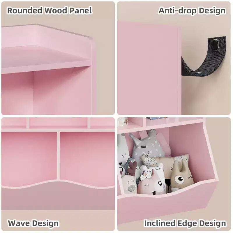 Meuble de rangement pour jouets pour enfants avec 3 étagères ouvertes et 2 bacs basculants