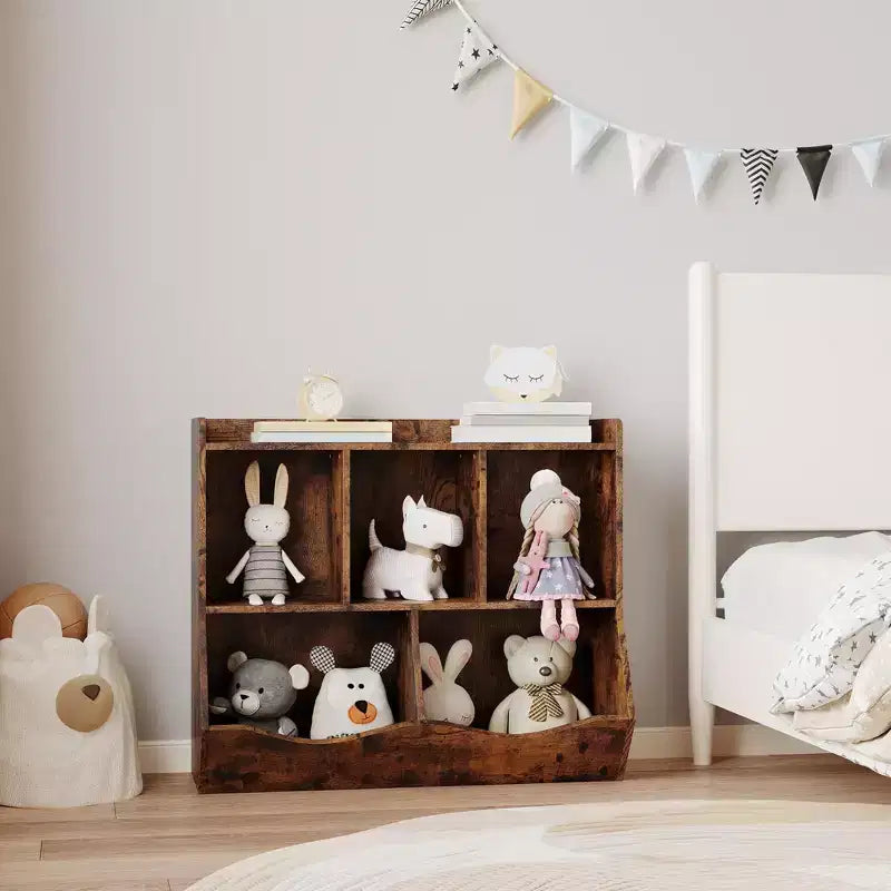 Meuble de rangement pour jouets pour enfants avec 3 étagères ouvertes et 2 bacs basculants