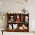 Kids Toy Storage Cabinet with 3 Open Shelves and 2 Tilt Bins for Books and Toys, Anti-Tip Design, Durable Wood Cabinet for Playroom Bedroom