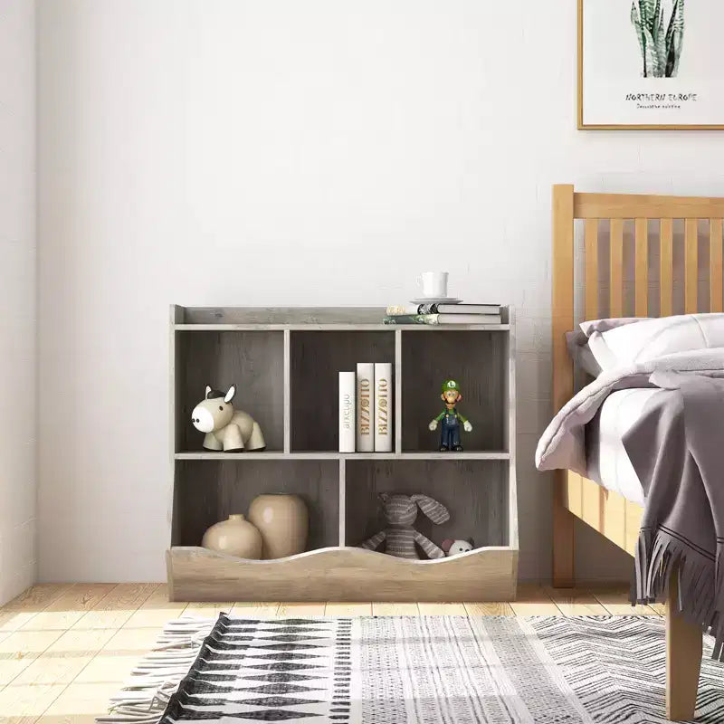 Meuble de rangement pour jouets pour enfants avec 3 étagères ouvertes et 2 bacs basculants