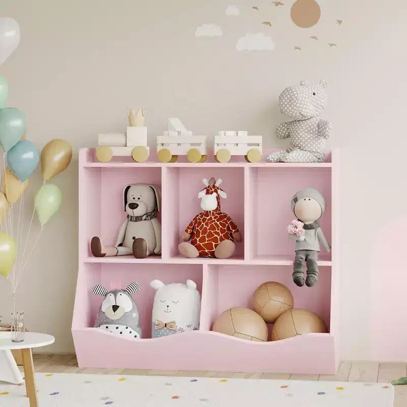 Meuble de rangement pour jouets pour enfants avec 3 étagères ouvertes et 2 bacs basculants