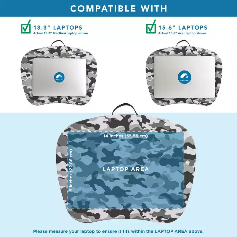 Tablette pour ordinateur portable avec coussin et poignée de transport