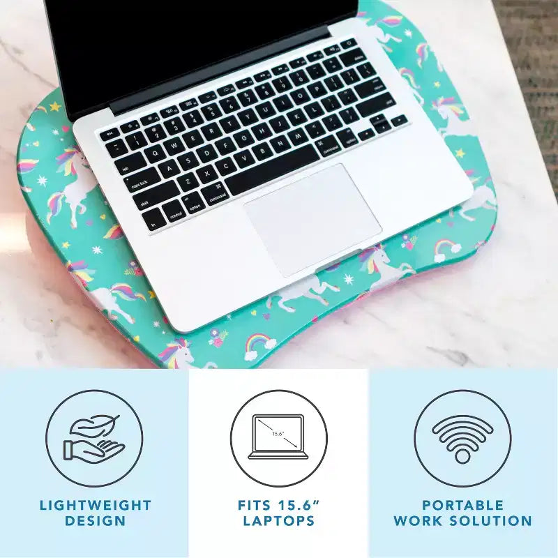 Tablette pour ordinateur portable avec coussin et poignée de transport
