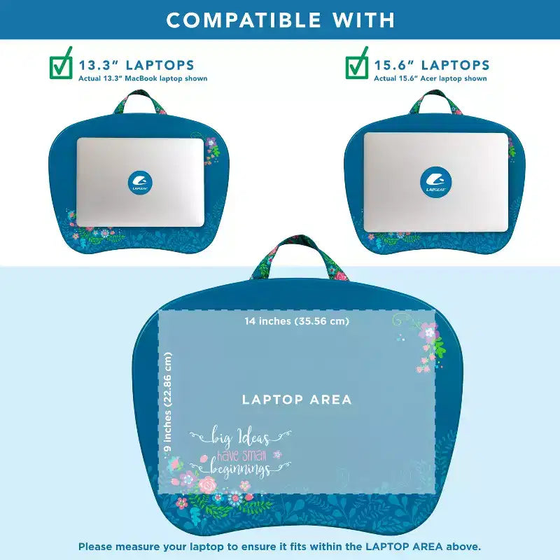 Tablette pour ordinateur portable avec coussin et poignée de transport