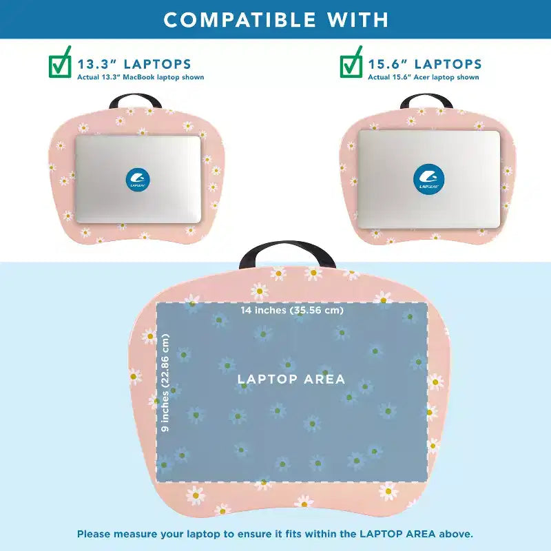 Tablette pour ordinateur portable avec coussin et poignée de transport