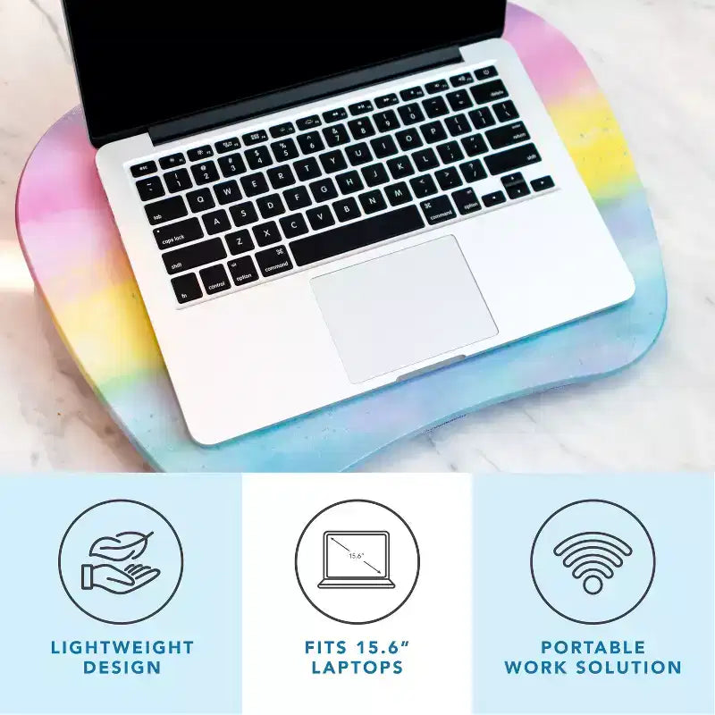 Tablette pour ordinateur portable avec coussin et poignée de transport