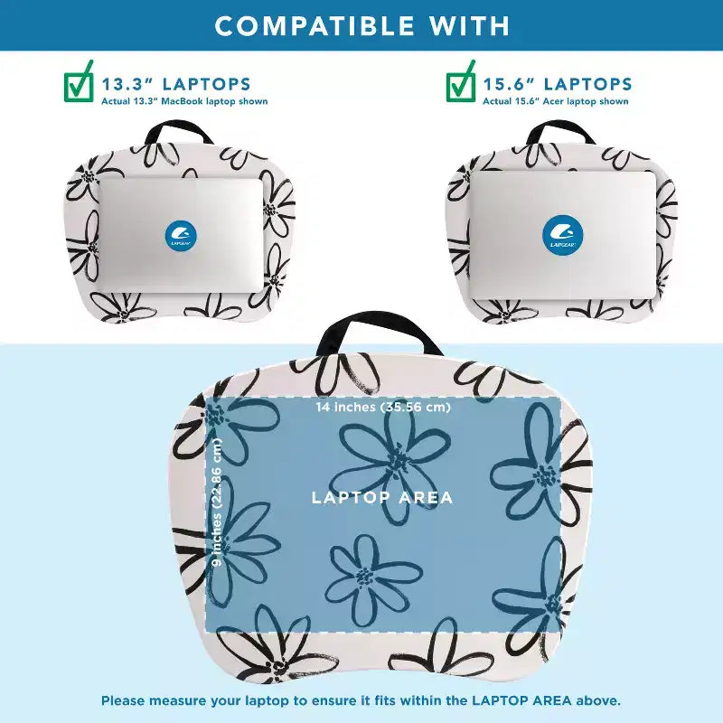 Tablette pour ordinateur portable avec coussin et poignée de transport