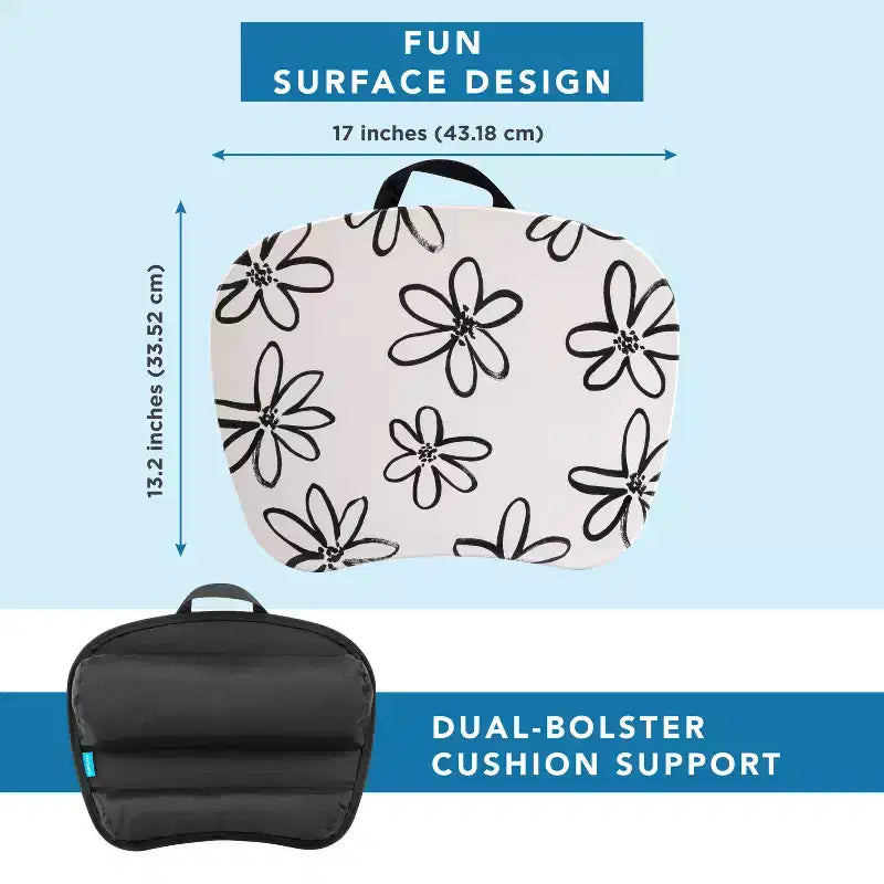 Tablette pour ordinateur portable avec coussin et poignée de transport