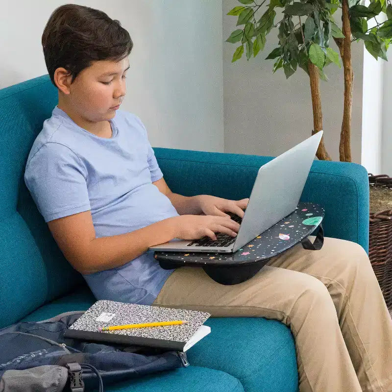 Tablette pour ordinateur portable avec coussin et poignée de transport