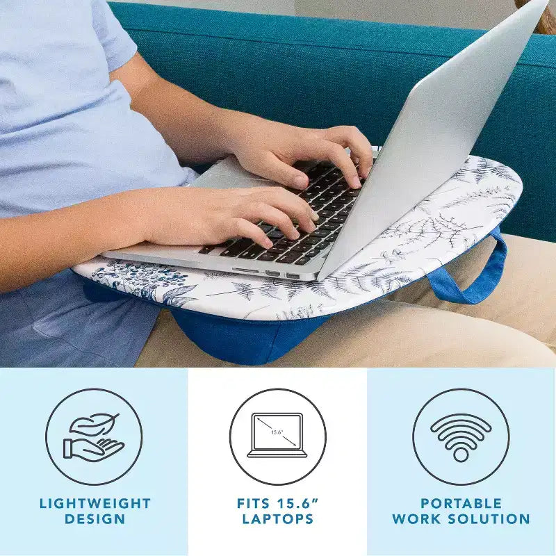 Tablette pour ordinateur portable avec coussin et poignée de transport