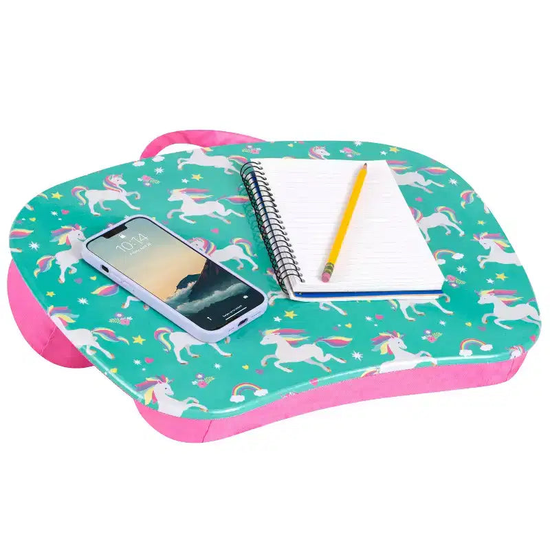Tablette pour ordinateur portable avec coussin et poignée de transport