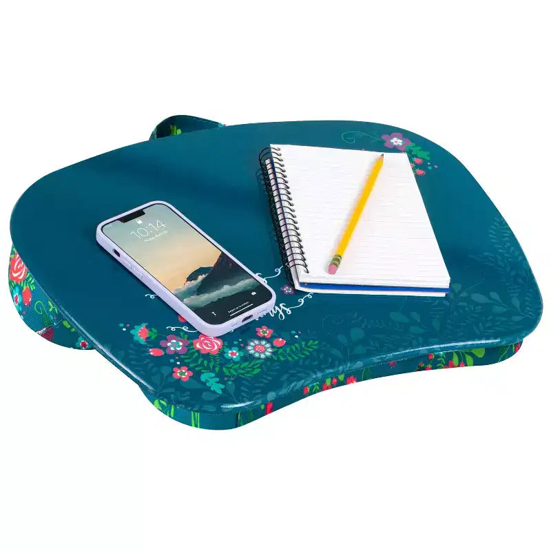 Tablette pour ordinateur portable avec coussin et poignée de transport