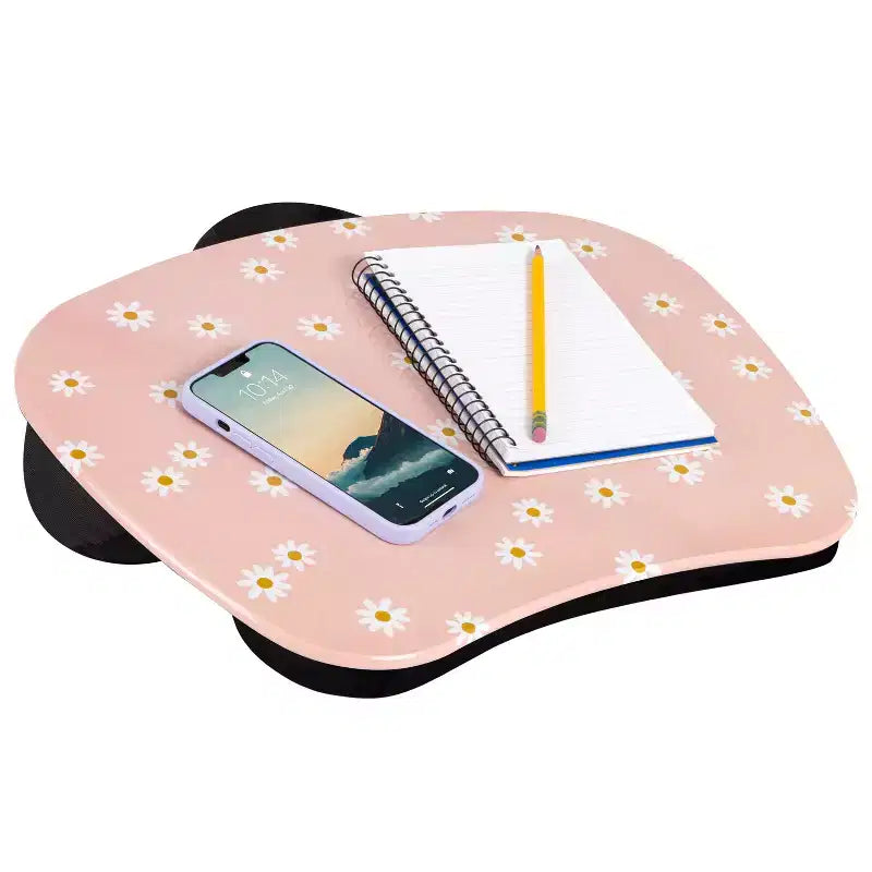 Tablette pour ordinateur portable avec coussin et poignée de transport