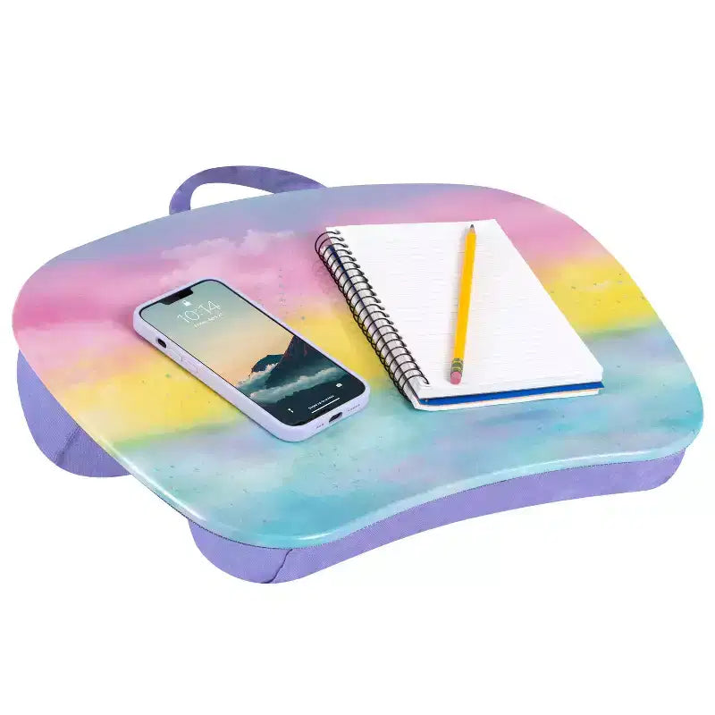 Tablette pour ordinateur portable avec coussin et poignée de transport