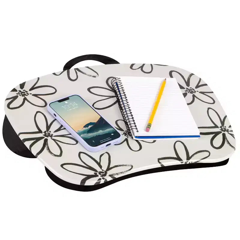 Tablette pour ordinateur portable avec coussin et poignée de transport
