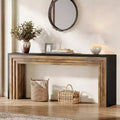 Lantine 70.9-Inch Narrow Wooden Console Table, Sofa Table Behind The Couch for Living Room, Entryway, Hallway, Black + Brown