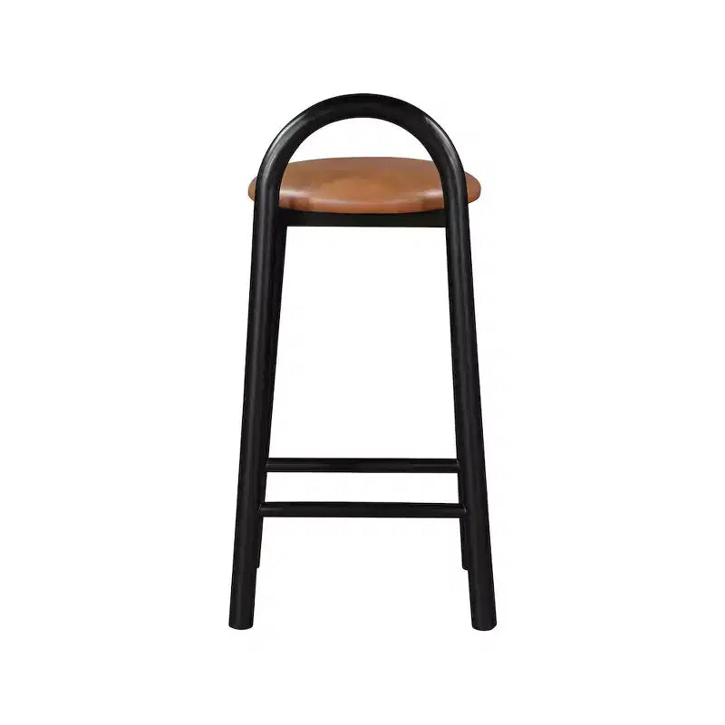 Tabouret de comptoir en similicuir végane couleur cognac