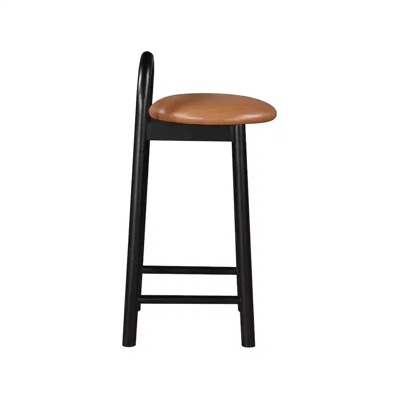 Tabouret de comptoir en similicuir végane couleur cognac