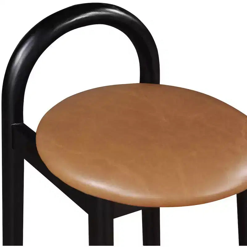 Tabouret de comptoir en similicuir végane couleur cognac