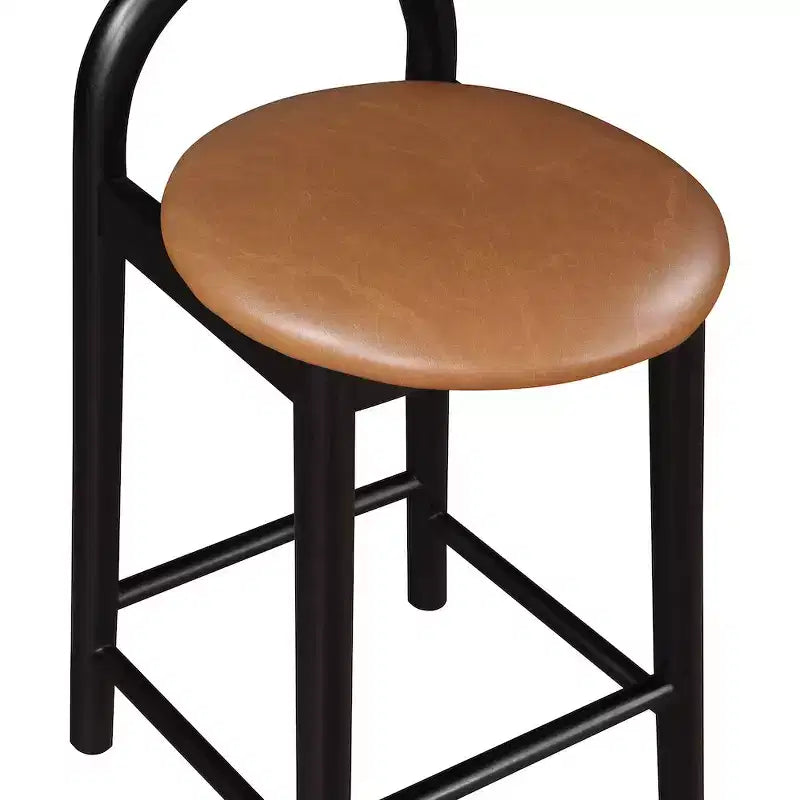 Tabouret de comptoir en similicuir végane couleur cognac