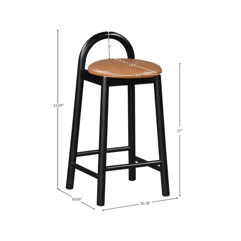 Tabouret de comptoir en similicuir végane couleur cognac