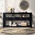 Okak 62.2IN Narrow Console Table with 2 Shelves, Entryway Table with 4 Drawers and Metal Handles, Accent Table for Entryway, Living Room