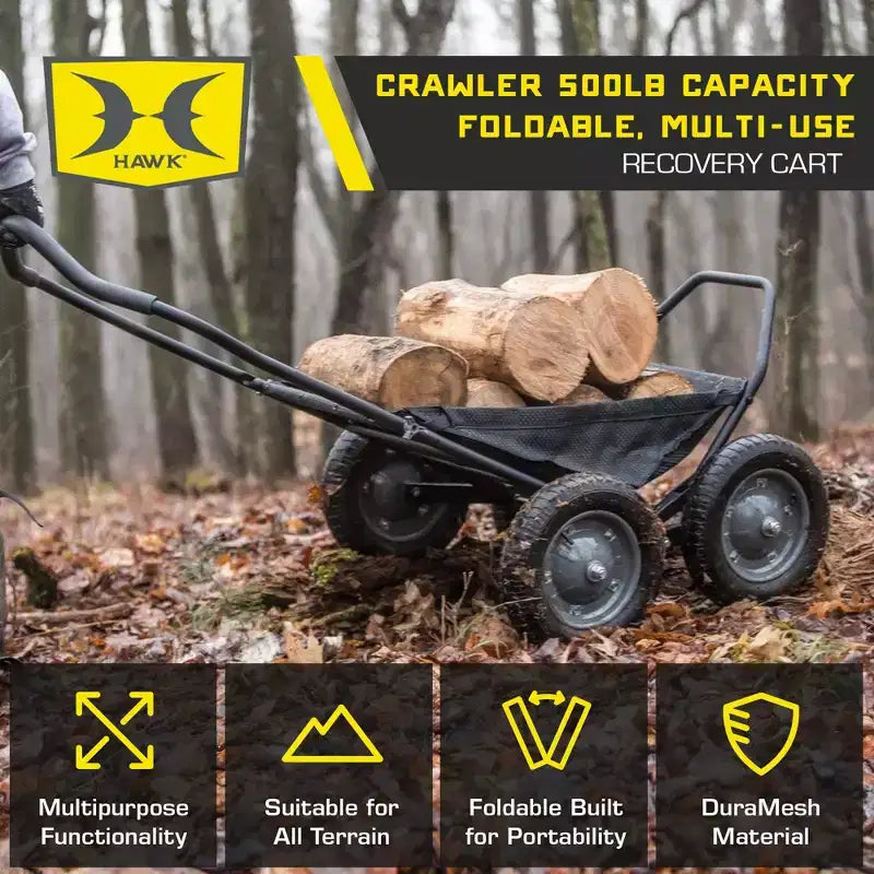 Chariot de chasse au cerf et de pêche pliable multi-usage, capacité de 227 kg, noir