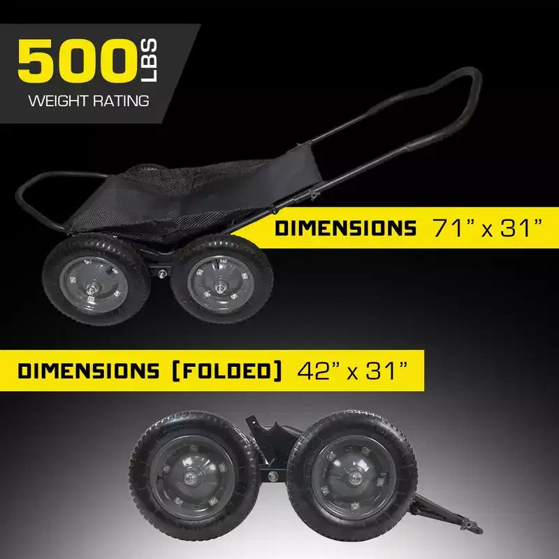 Chariot de chasse au cerf et de pêche pliable multi-usage, capacité de 227 kg, noir