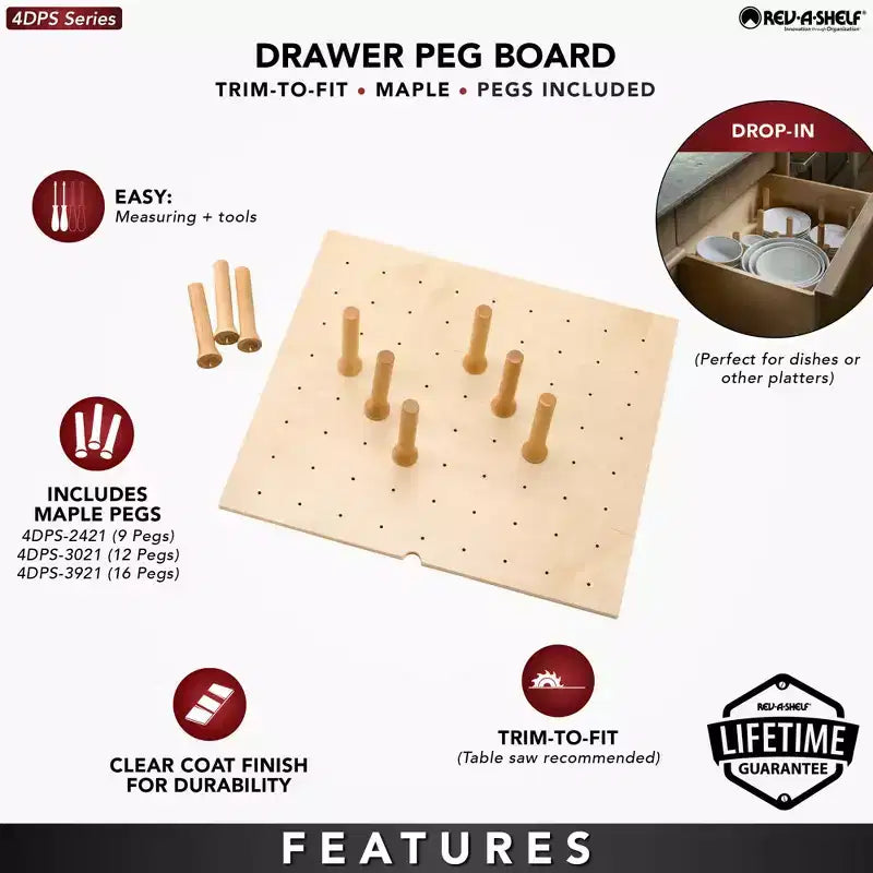 Séparateur de tiroir avec panneau perforé, organiseur d'armoires de cuisine en bois à découper