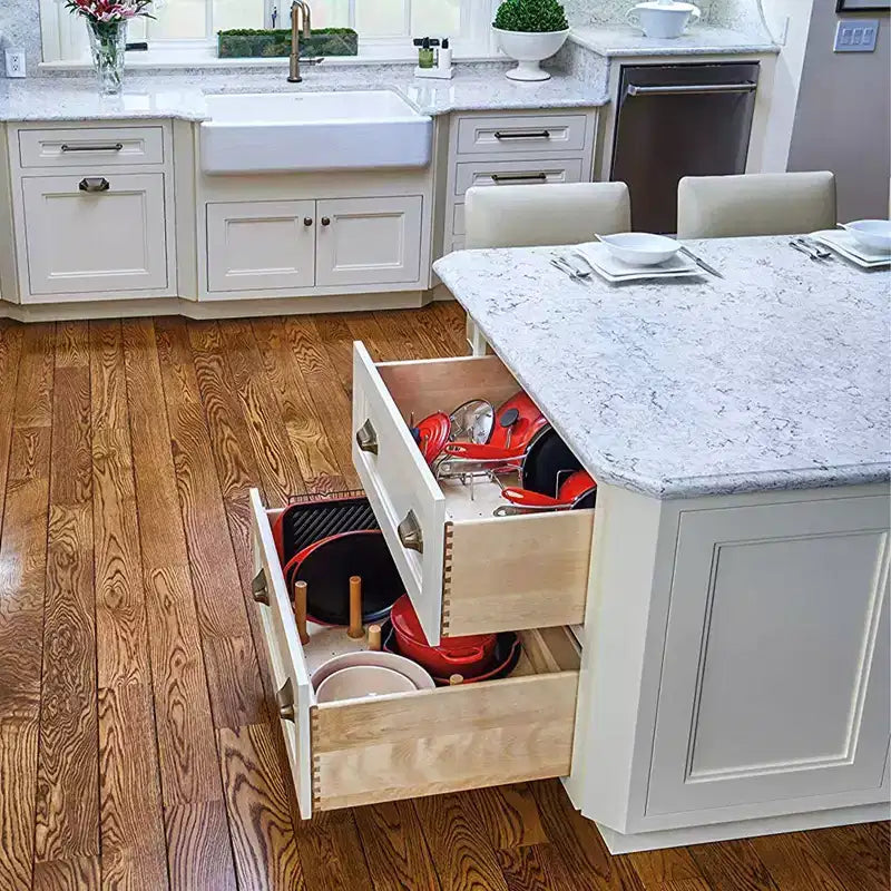 Séparateur de tiroir avec panneau perforé, organiseur d'armoires de cuisine en bois à découper