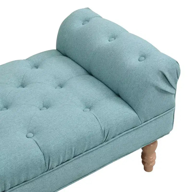 Banc de bout de lit, Banc d'entrée, Ottoman rembourré en tissu capitonné, Accoudoirs roulés, Pieds en forme de gourde