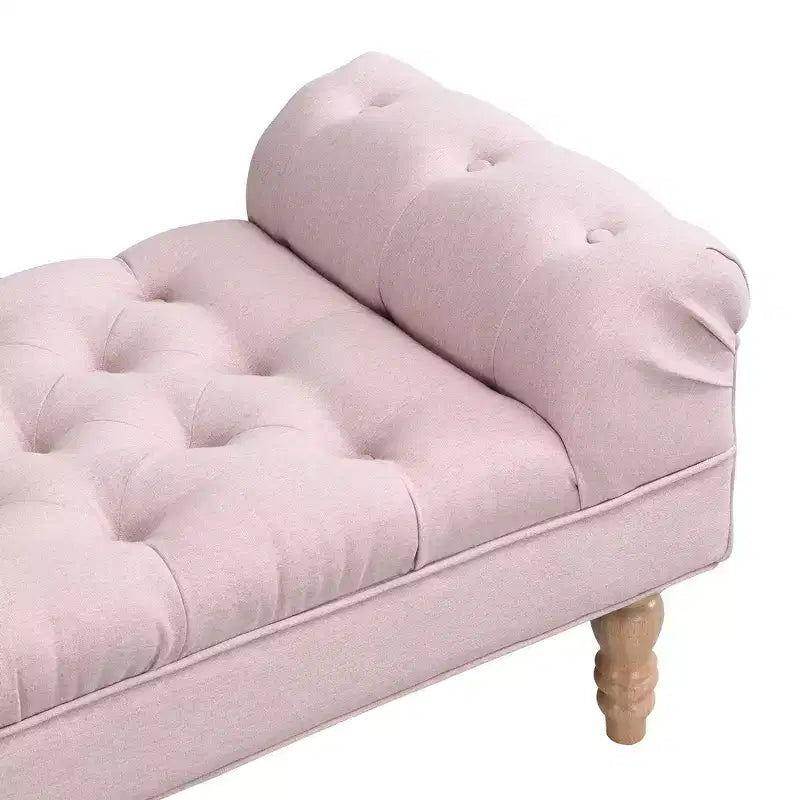 Banc de bout de lit, Banc d'entrée, Ottoman rembourré en tissu capitonné, Accoudoirs roulés, Pieds en forme de gourde